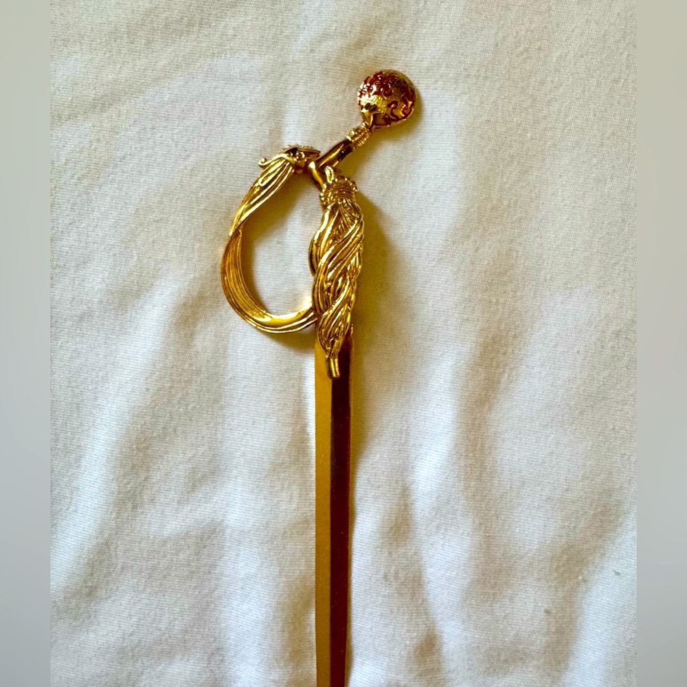 ERTE Object d'art “FIREFILES” Gold-Plated Pewter & Steel Letter Opener VINTAGE